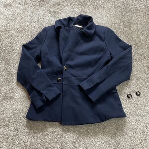 White House Black Market Blazer Jacket Womens Small Navy Blue Double Breasted